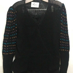 Jayna NY Black Crochet Mesh Sweater Skirt Medium